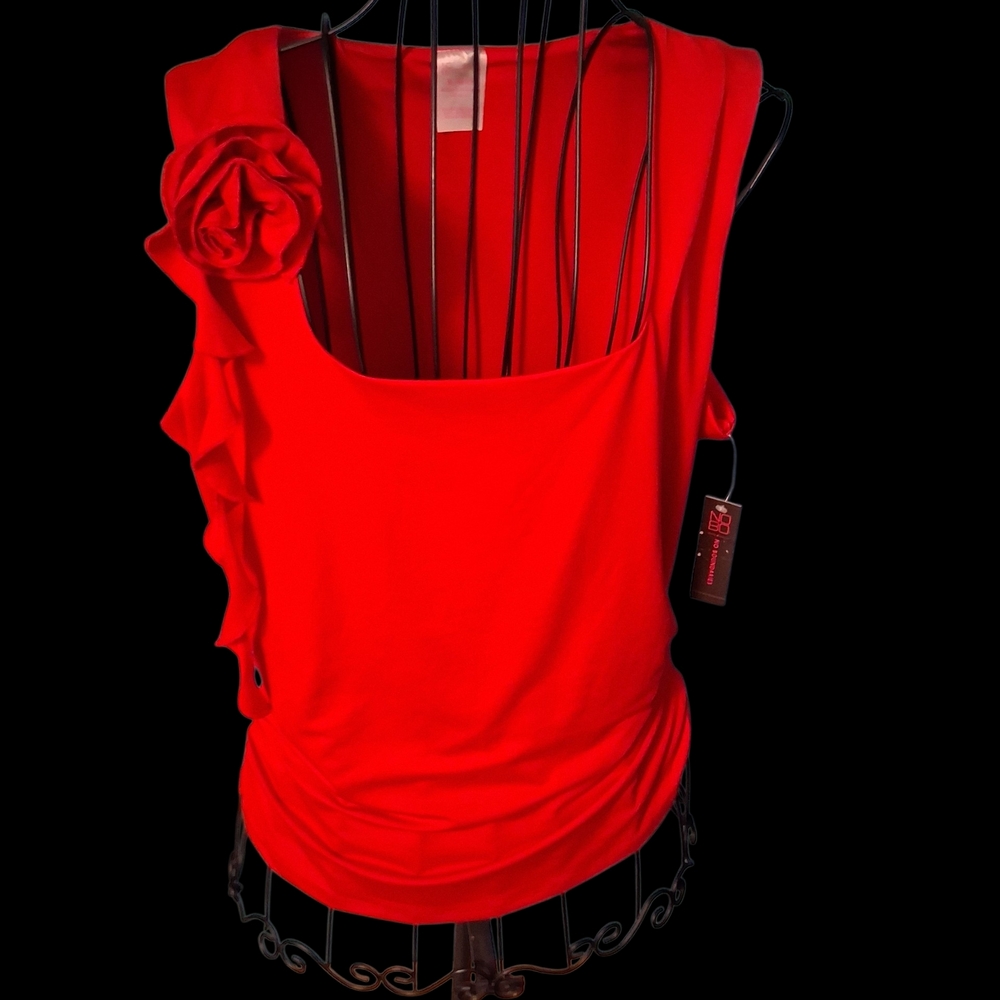 No Boundaries Red Tank Top with Floral Design